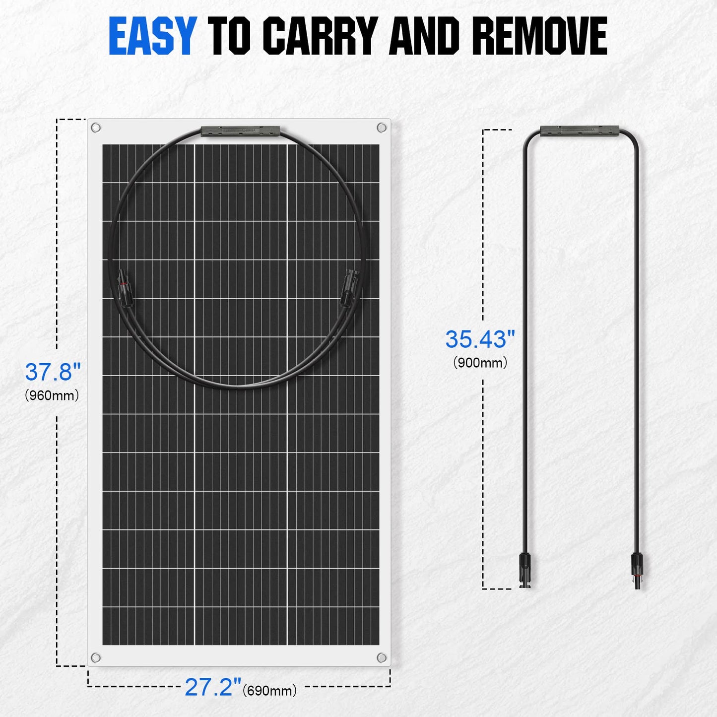 ECO-WORTHY 2 Paneles Solares Flexibles 130W 12V Placa Solar Flexible Monocristalino para Cargar Batería/Coche/Barco/Caravana