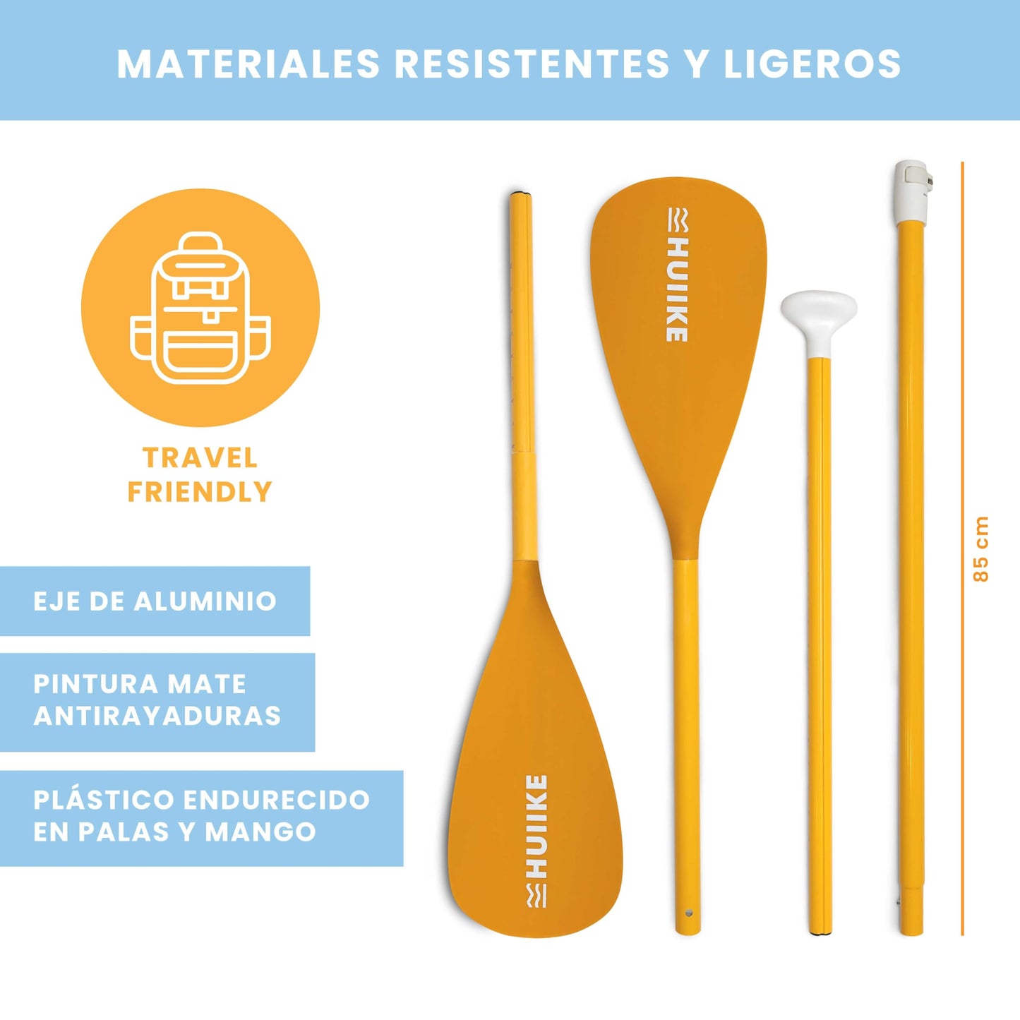 HUIIKE Remo Paddle Surf 2 en 1 de Aluminio Remo Doble Paddle Surf 4 Piezas Desmontable para Tabla Paddle Surf Hinchable | Pala Paddle Surf Ajustable Fácil Transporte, Remo Kayak Paddle Surf