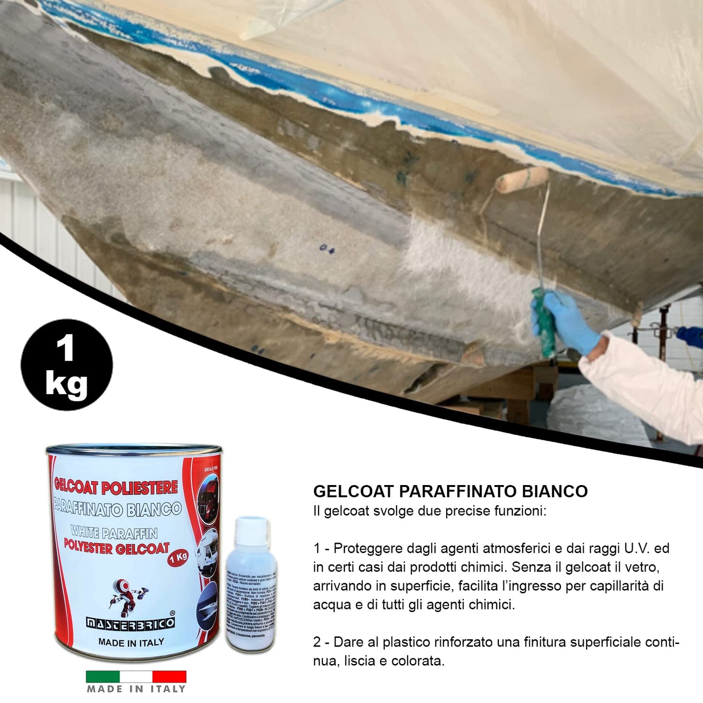 Gelcoat parafinado blanco para fibra de vidrio barcos náuticos moldes caravana kg 1 con catalizador