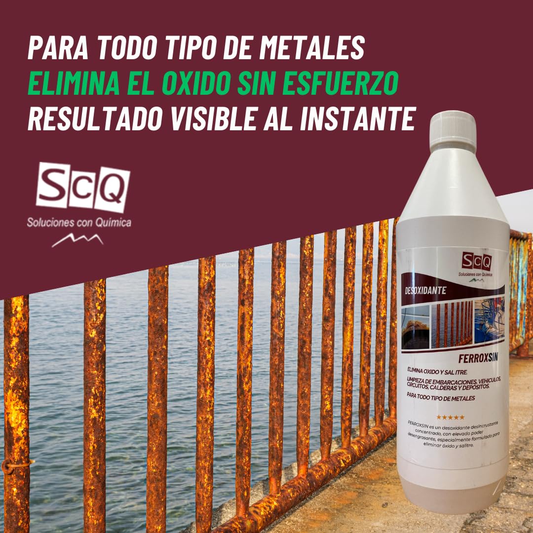 SCQ Soluciones con Química Eliminador de oxido | Desoxidante Quita oxido | Elimina Óxido y recupera el Color Original | removedor de oxido y salitre | para Embarcaciones, Automóviles y Herramientas