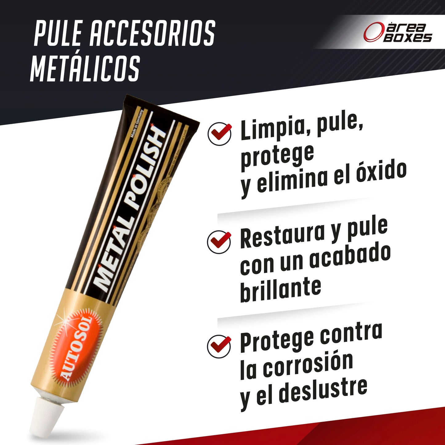 Metal Polish - Pasta De Pulir, Limpiador Y Abrillantador. Elimina El Oxido Y Otros Contaminantes De Todos Los Metales. (Acero, Cromo, Laton, Cobre, Plata, Aluminio, Etc) Limpia Joyas Y Monedas. (1)