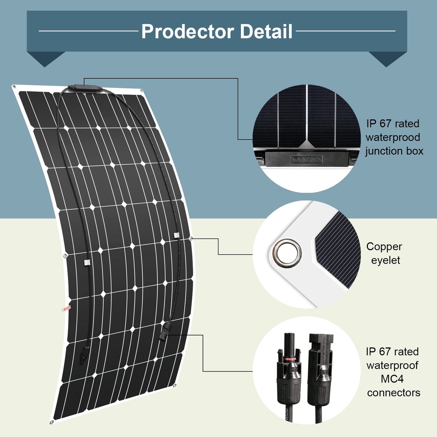 600W 12V Flexible Solares Panel Kit 6 * 100W Monocristalinos Solares Paneles 600W solares paneles Conjunto usado para techos, caravanas, barcos