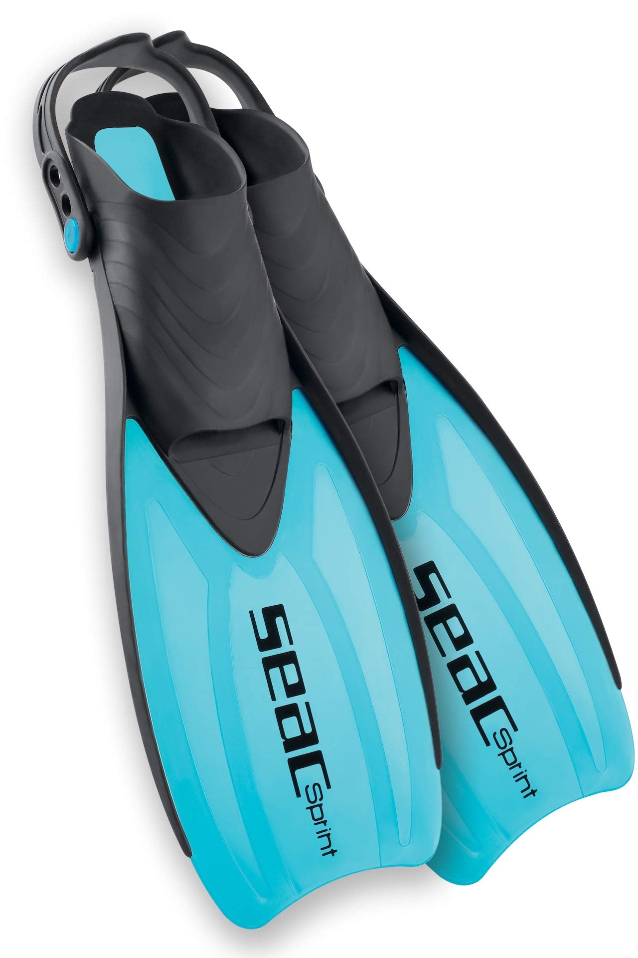 SEAC Set Sprint Dry Conjunto de Snorkeling con máscara de Buceo, esnórquel y Aletas de talón Abierto, para niños, Adultos Unisex, Azul, 45/47