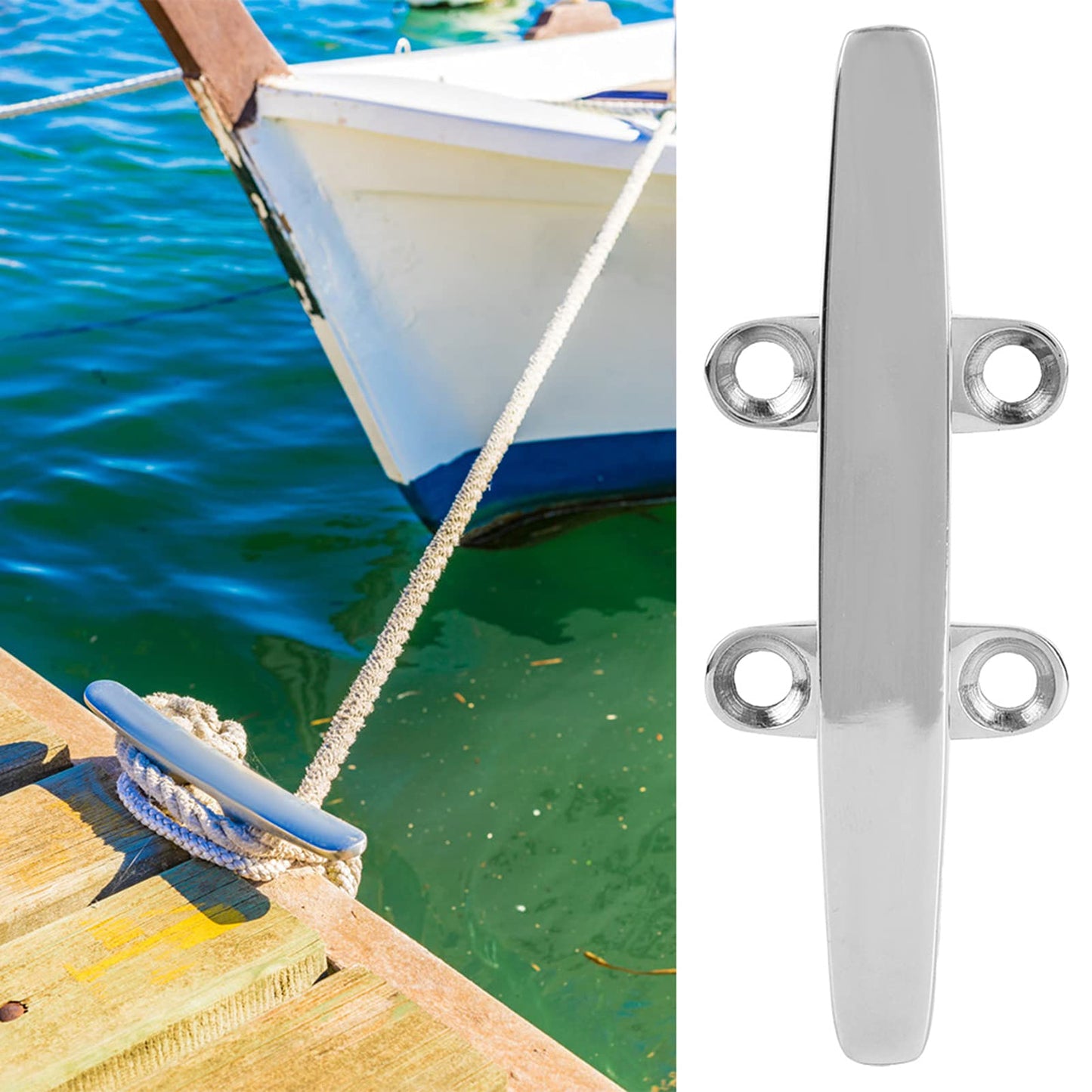 Base Abierta para Cornamusa de Barco, Cornamusa de Acero Inoxidable 316, Accesorios de Amarre Pulidos con Espejo, Base de Cuerda Marina con Cornamusa(5in)