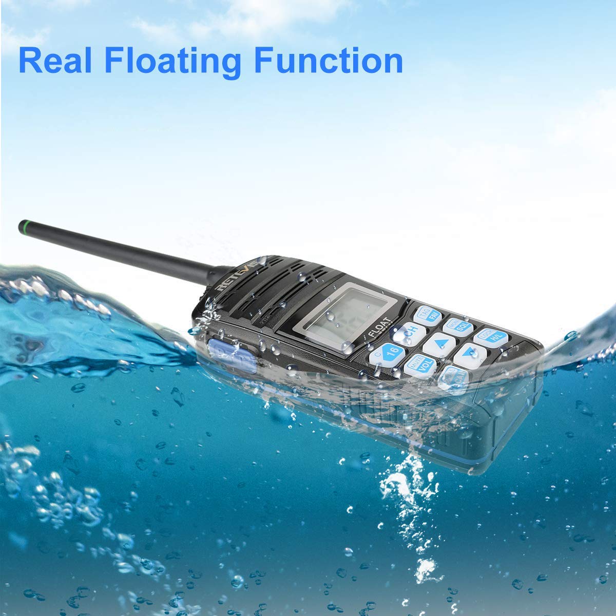 Retevis RT55 Radio VHF Portátil, Walkie Talkie Marino IP67, Radio Portátil Impermeable con Vibración, Radio de Frecuencia Muy Alta con Canal Marino Internacional Equipo Marino(Negro, 1 Pieza)