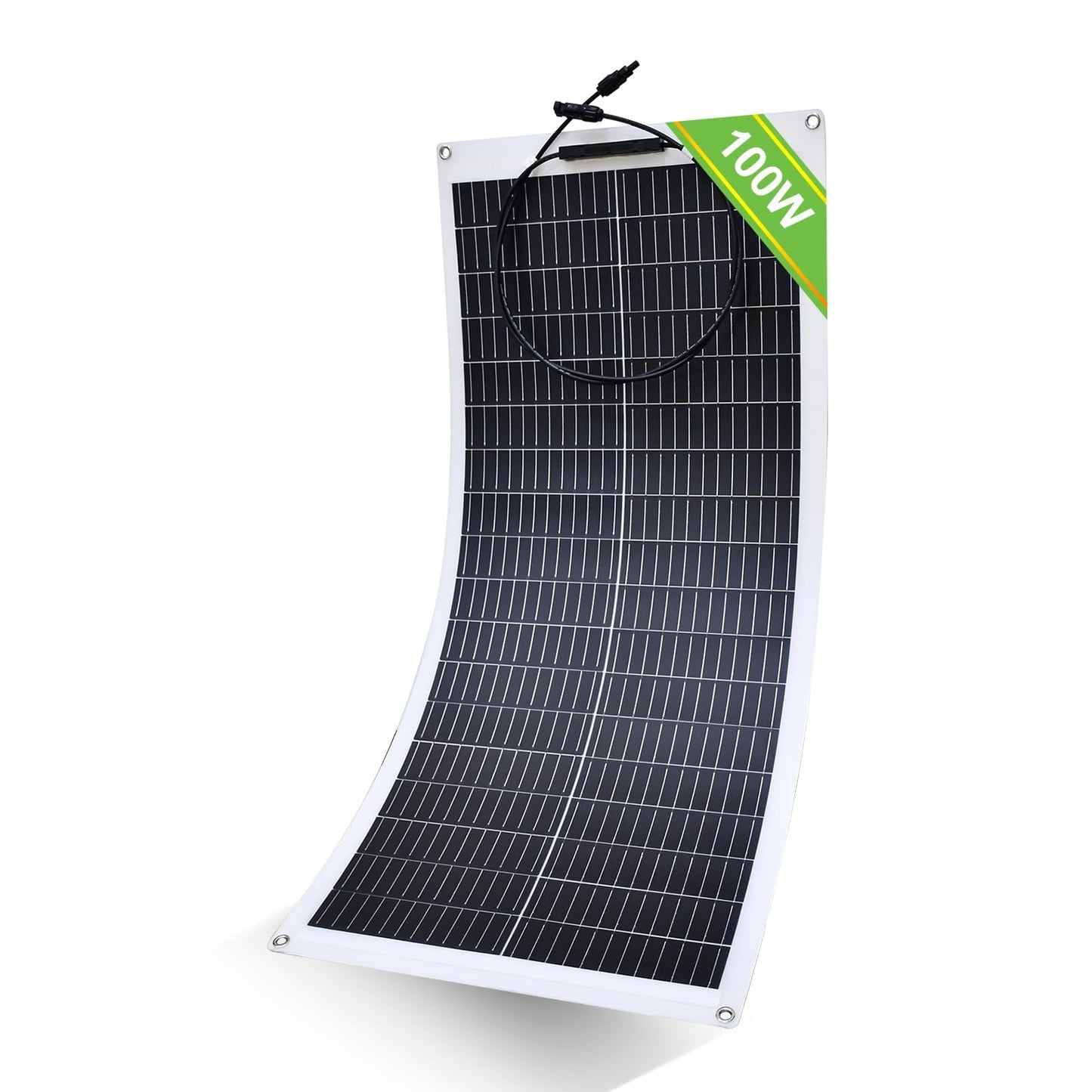 ECO-WORTHY Panel solar flexible monocristalino de 100 W, 12 V, módulo solar con cable de carga para autocaravana, coche, barco, baterías de 12 V