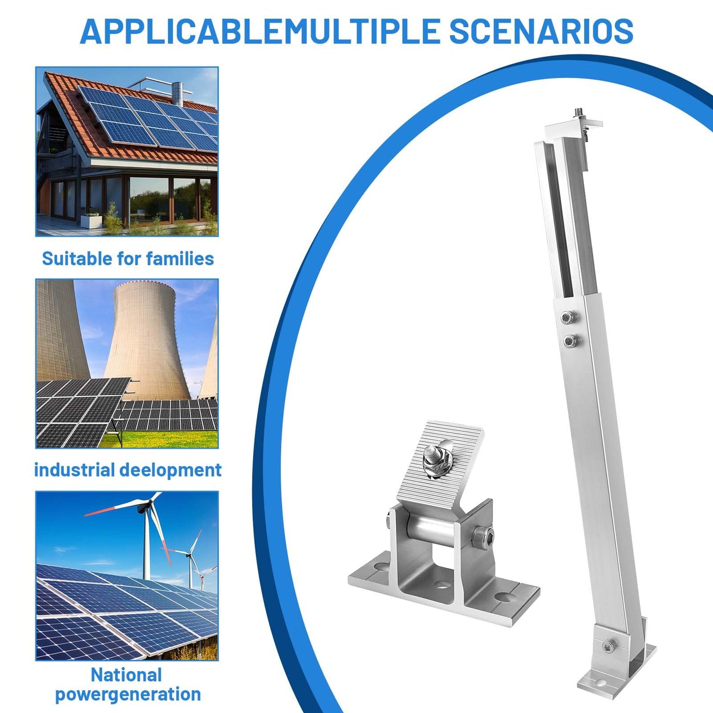 Soporte para Panel Solar,1 Pares de Soporte para Panel Solar de Suelo de Aluminio con áNgulo Ajustable de 15°-30°, Adecuado para Barcos, Autocaravanas, Sistemas de Techo Fuera de La Red