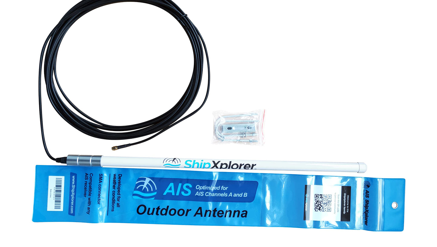 ShipXplorer AIS 162 MHz Antena exterior, color blanco