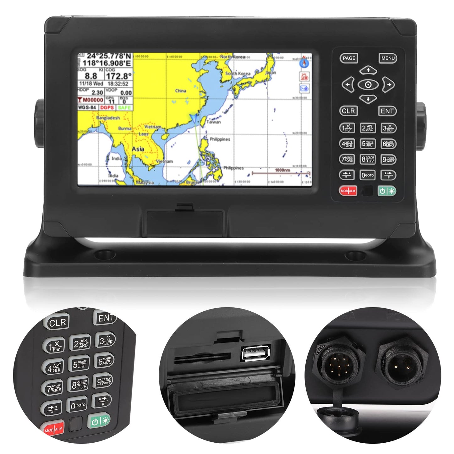 Chartplotter, ABS Fish Finder Chartplotter 8in Alta Precisión Fish Finder Chartplotter GPS BDS Impermeable Keyed Assist Chartplotter para Marino