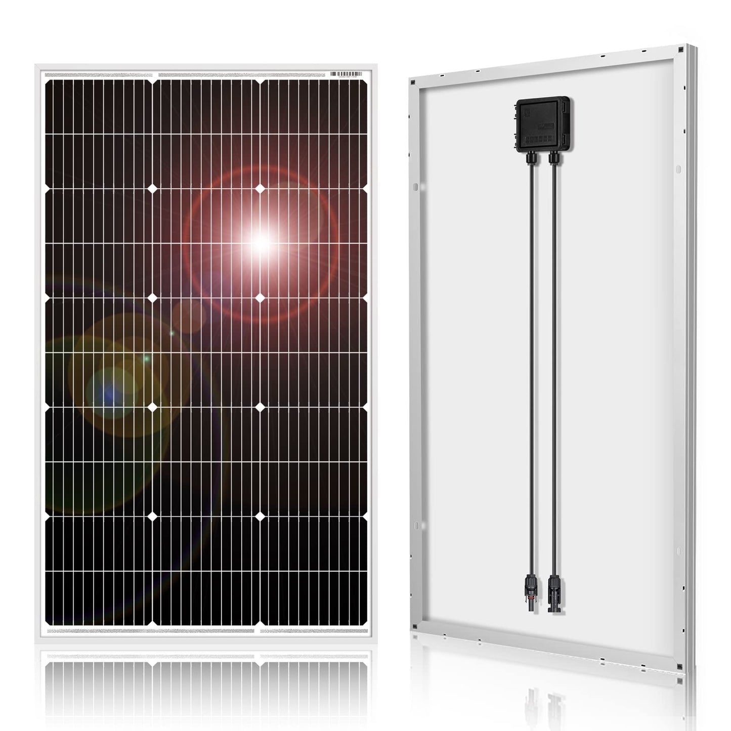 DOKIO Panel Solar 100W 12V Monocristalino Alta Eficiencia Robusto Ideal para Autocaravana, Vivienda de Jardín, Barco, Casa, Camping