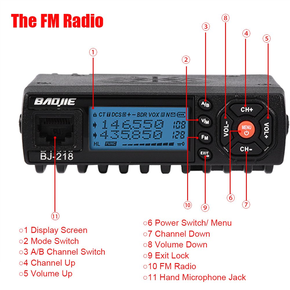 Hakeeta Radio móvil, Mini Car VHF/UHF Radio de Doble frecuencia Radio de Coche Radio FM Transceptor de Coche de Doble frecuencia