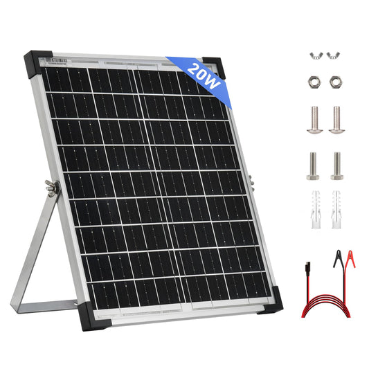 20W Panel Solar de Alta Eficiencia Módulo Monocristalino PV Power Charger 12V Paneles Solares para Cobertizos, Autocaravanas, Barcos, Caravanas, Campervan, Camping y Otras Aplicaciones Off-Grid