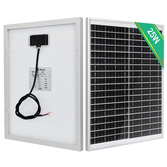 ECO-WORTHY Panel solar de 25 W, 12 V, IP65, resistente al agua, carga de batería para coche, furgoneta, barco, camping, viajes