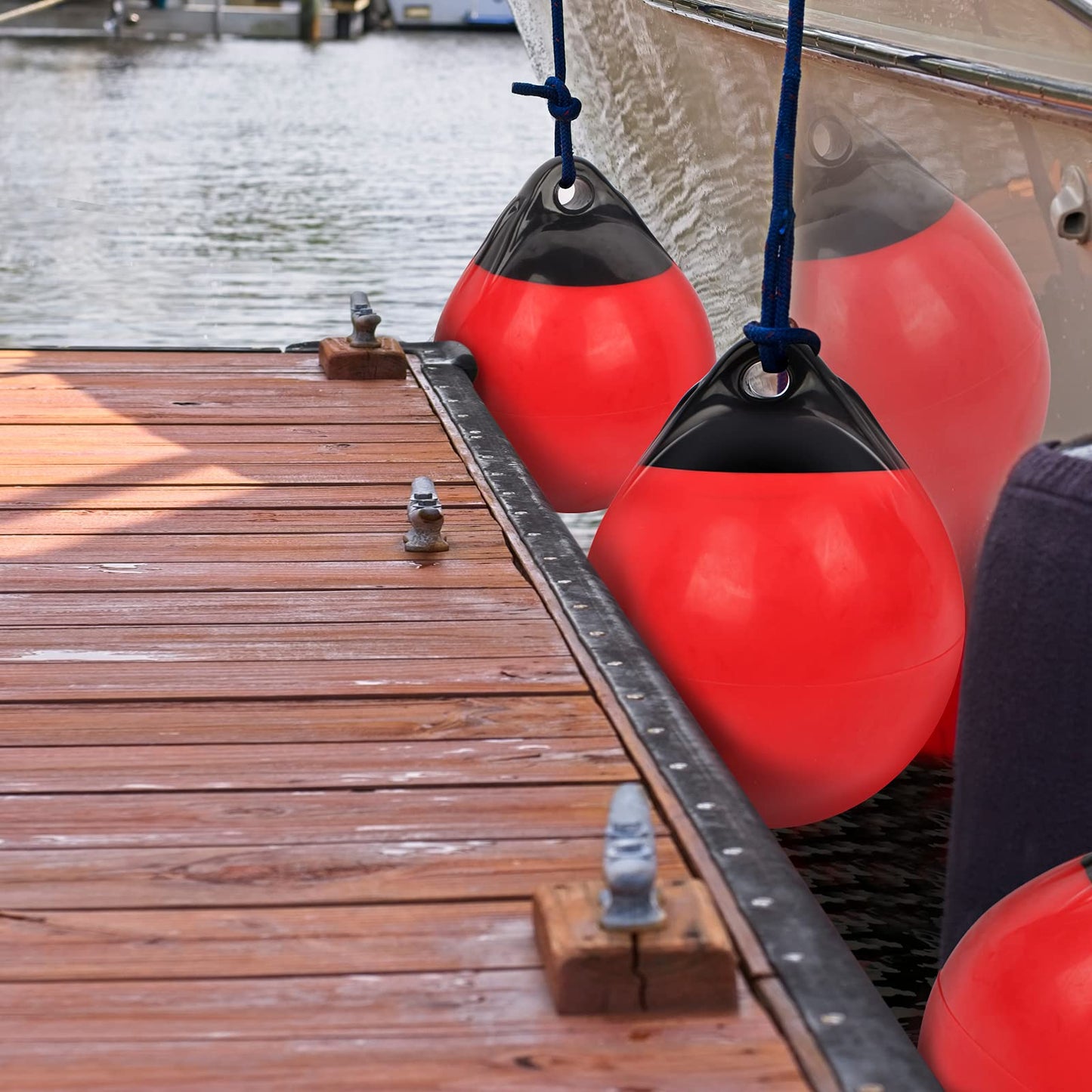 YLVERX Par de boyas de amarre de barco, inflable de vinilo de grado marino, bola redonda de pontón, parachoques de barco para atraque, flotadores de muelle, boyas marcadoras de pesca, boyas de