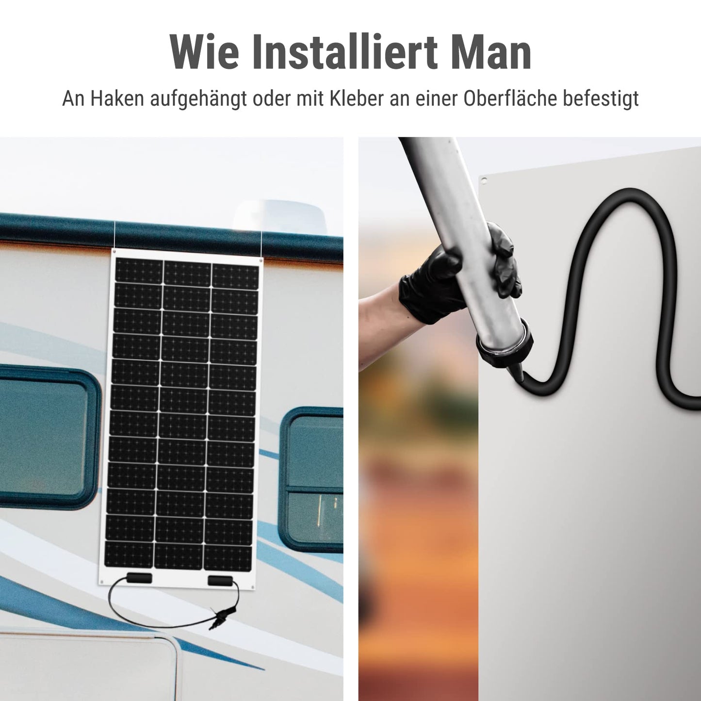 Newpowa Panel solar flexible de 100 W, paneles solares monocristalinos mejorados con mayor eficiencia, diseño ultraligero IP68 resistente al agua, perfecto para techos de la casa, barcos, recarga