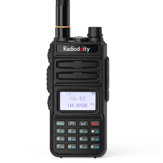 Radioddity GA-5E Walkie Talkie Professional Radio 144-146/430-440MHz, Bidirectional 5W de Largo Alcance UHF/VHF Walkie Talkie Recargable con Pantalla Sync para Actividades al Aire Libre, Camping