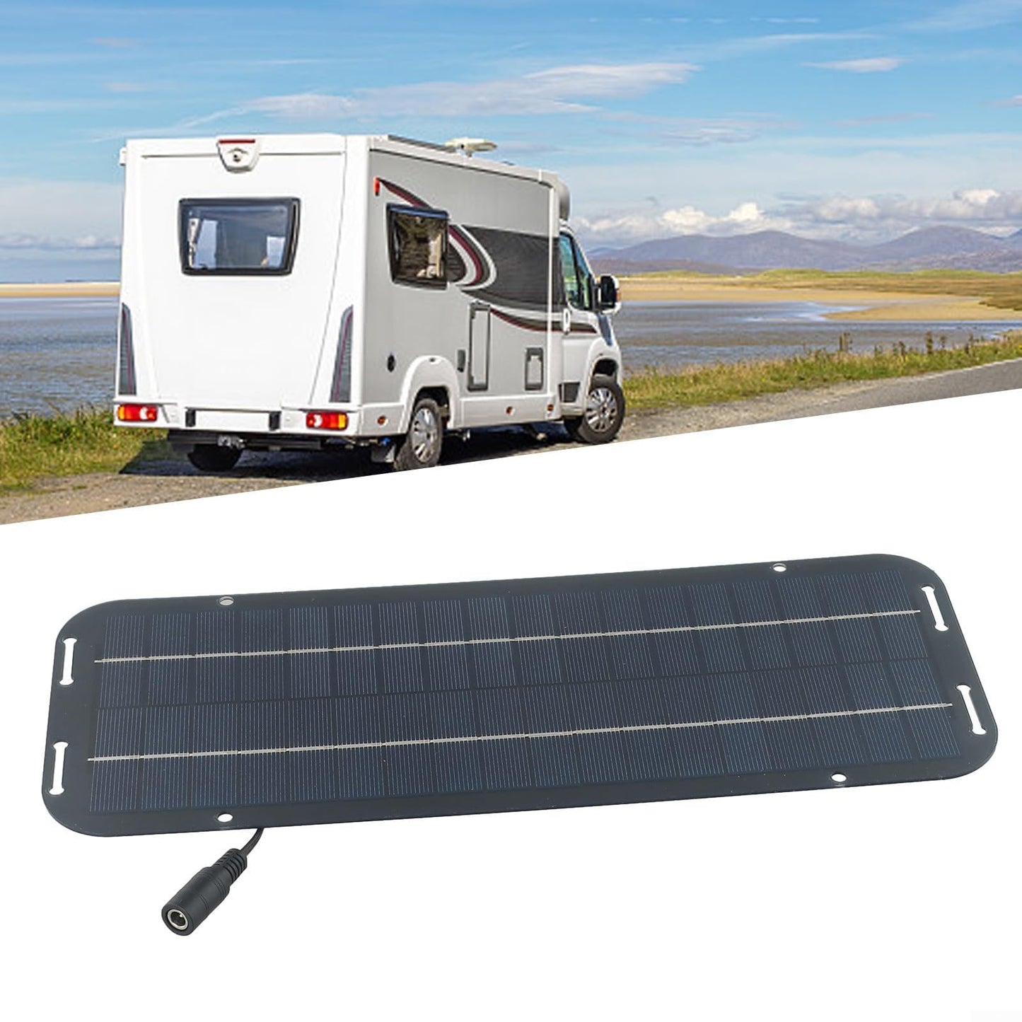 Emiif Panel solar, 60 W, 12 V, cargador de módulo solar de alto rendimiento, módulo monocristalino, cargador solar impermeable para caravana, coche, furgoneta, barco