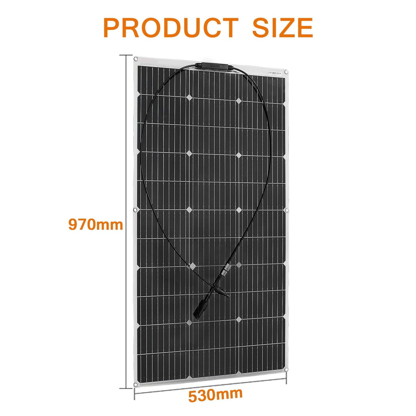 Aysolar Placa Solar Flexible 100W 12V Panel Solar Monocristalino Fotovoltaico Impermeable para Autocaravana Caravana Barcos Techos Casa Remolques Cargar 12V Bateria y Superficies Irregulares