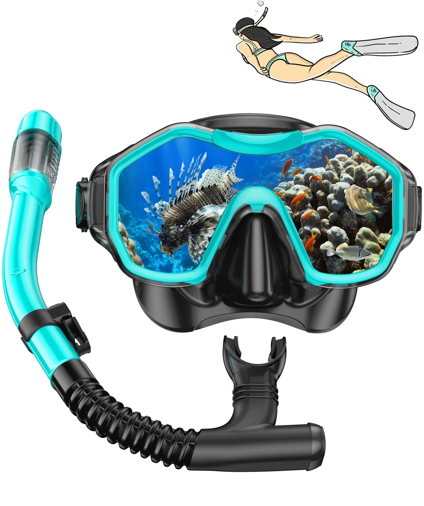 iParaAiluRy Snorkel Gafas Buceo Adulto Mascara Snorkel con Máscara Antivaho, Gafas de Buceo Adulto para Snorkel Natación y Buceo