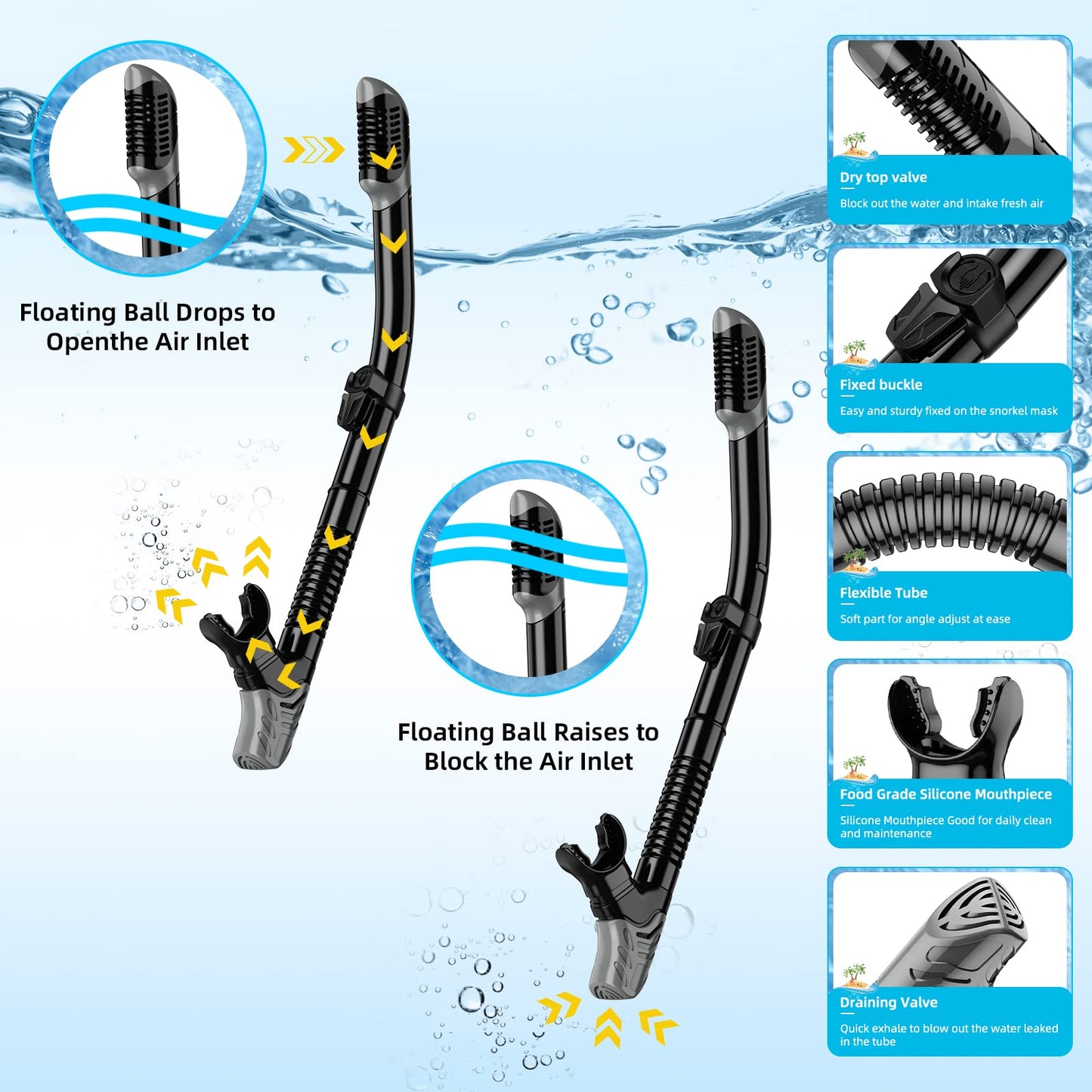 Smyidel Gafas de Buceo y Máscara de Buceo y Tubo y Aletas de Buceo, Snorkel Set para Adulto Juego de Aletas, Máscara y Aletas, Set de Snorkel para Mujeres Y Hombres