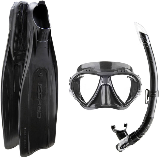 CRESSI Pro Star Conjunto de Snorkel, Unisex Adulto, Negro, 43/44 (8.5/9.5)