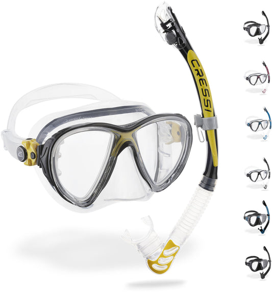 Cressi Big Eyes Evolution & Kappa Ultra Dry Schnorchel - Pack de snorkel (tubo y gafas), Color Transparente/Amarillo, Talla Única