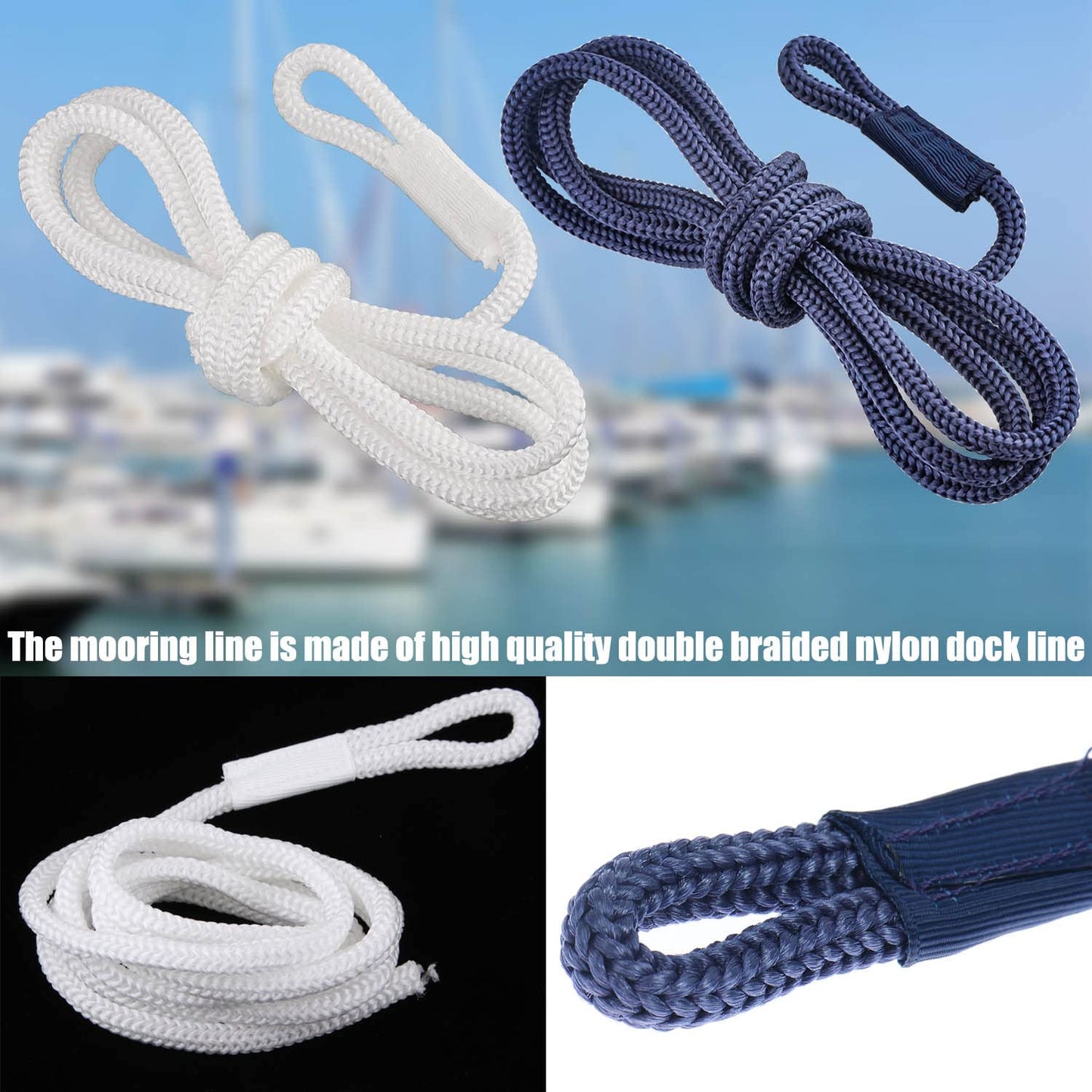 ZDNT 2 Piezas Bungee Dock Line,Línea de Muelle del Barco,Cuerda de Amarre para Barco,Cuerda Barco Elástico Accesorio de Barco,Cuerda de Amarre para Barcos Accesorios,1,5 m x 6 mm