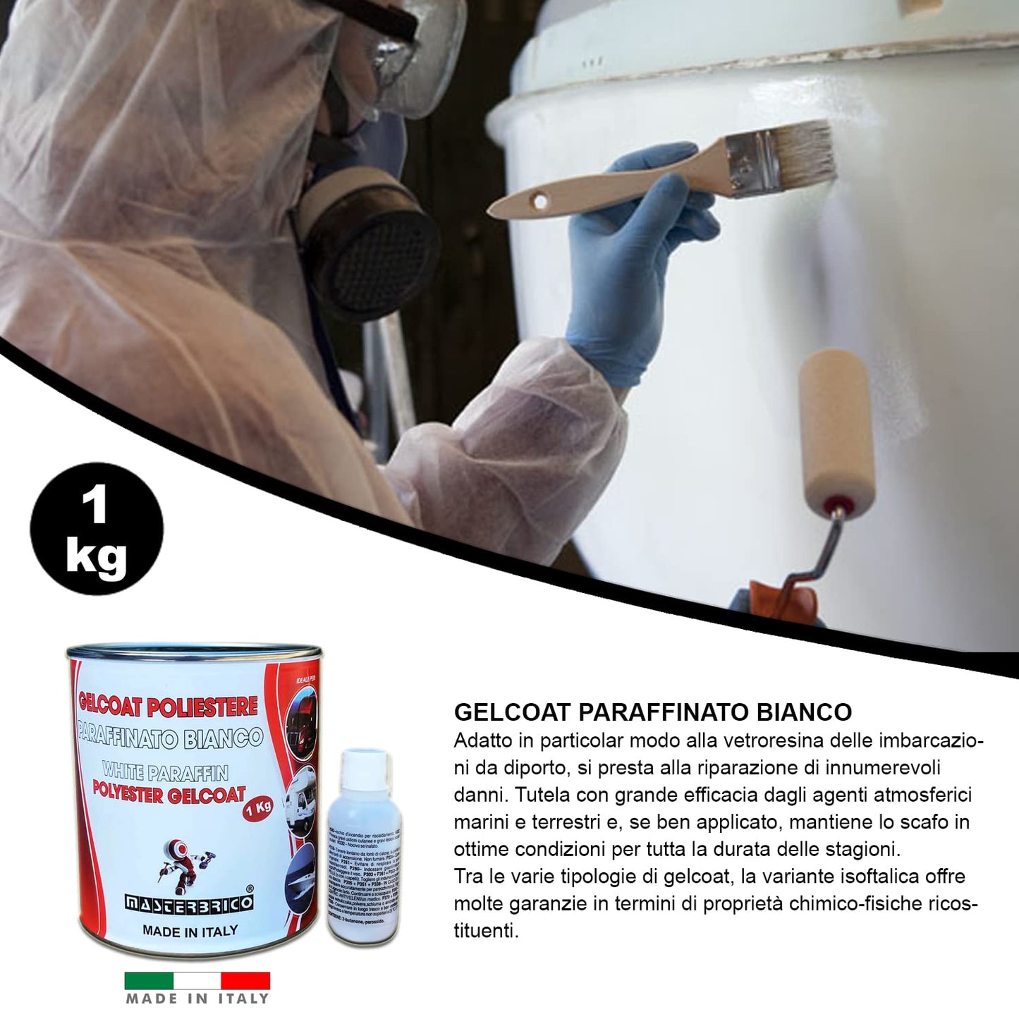 Gelcoat parafinado blanco para fibra de vidrio barcos náuticos moldes caravana kg 1 con catalizador