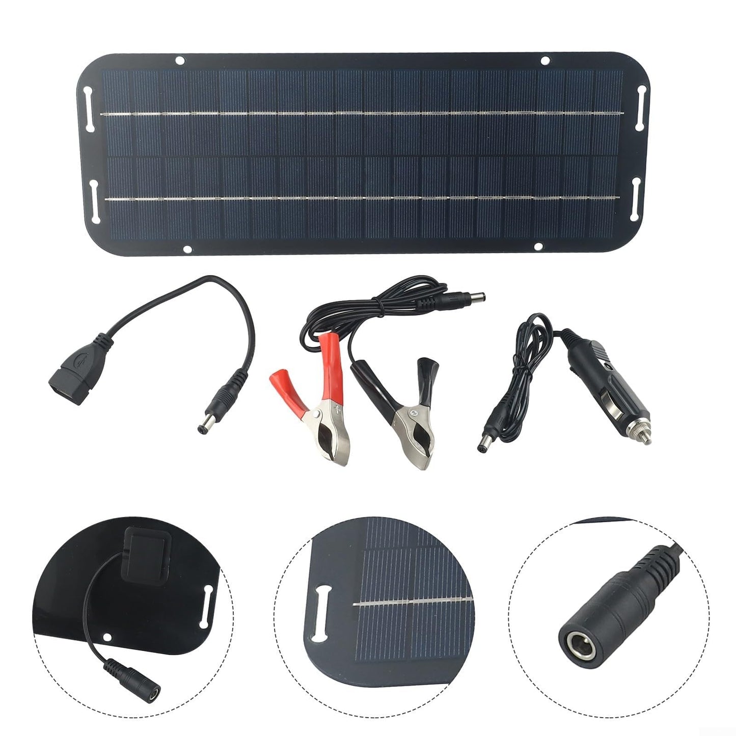 Emiif Panel solar, 60 W, 12 V, cargador de módulo solar de alto rendimiento, módulo monocristalino, cargador solar impermeable para caravana, coche, furgoneta, barco