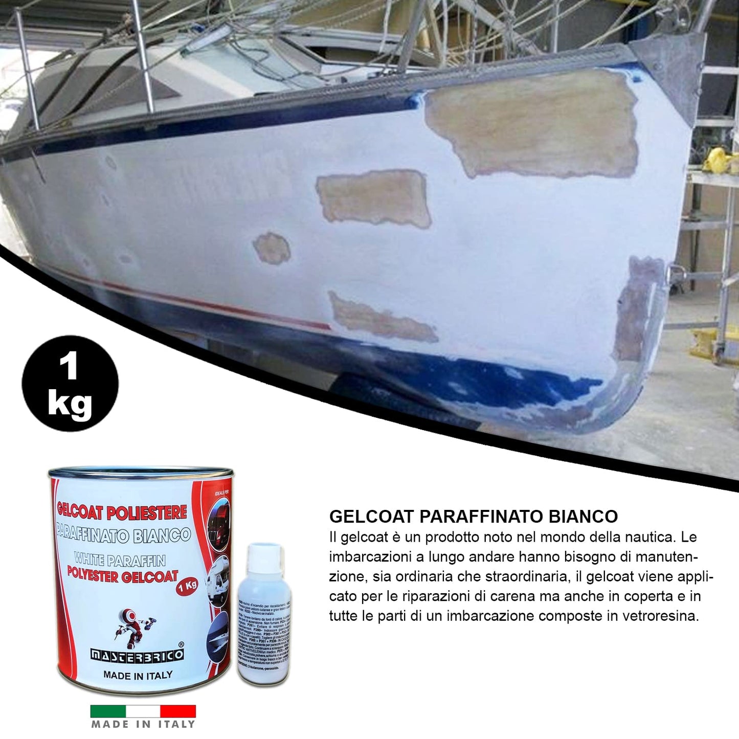 Gelcoat parafinado blanco para fibra de vidrio barcos náuticos moldes caravana kg 1 con catalizador