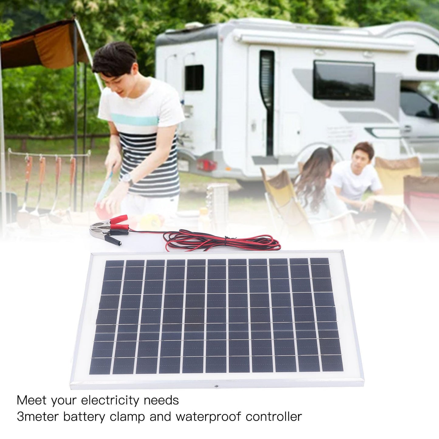 Kit de Panel Solar de 50W y 18V, con Controlador de Carga, Paneles solares portátiles para Exteriores, RV, Barco, Remolque, Camper