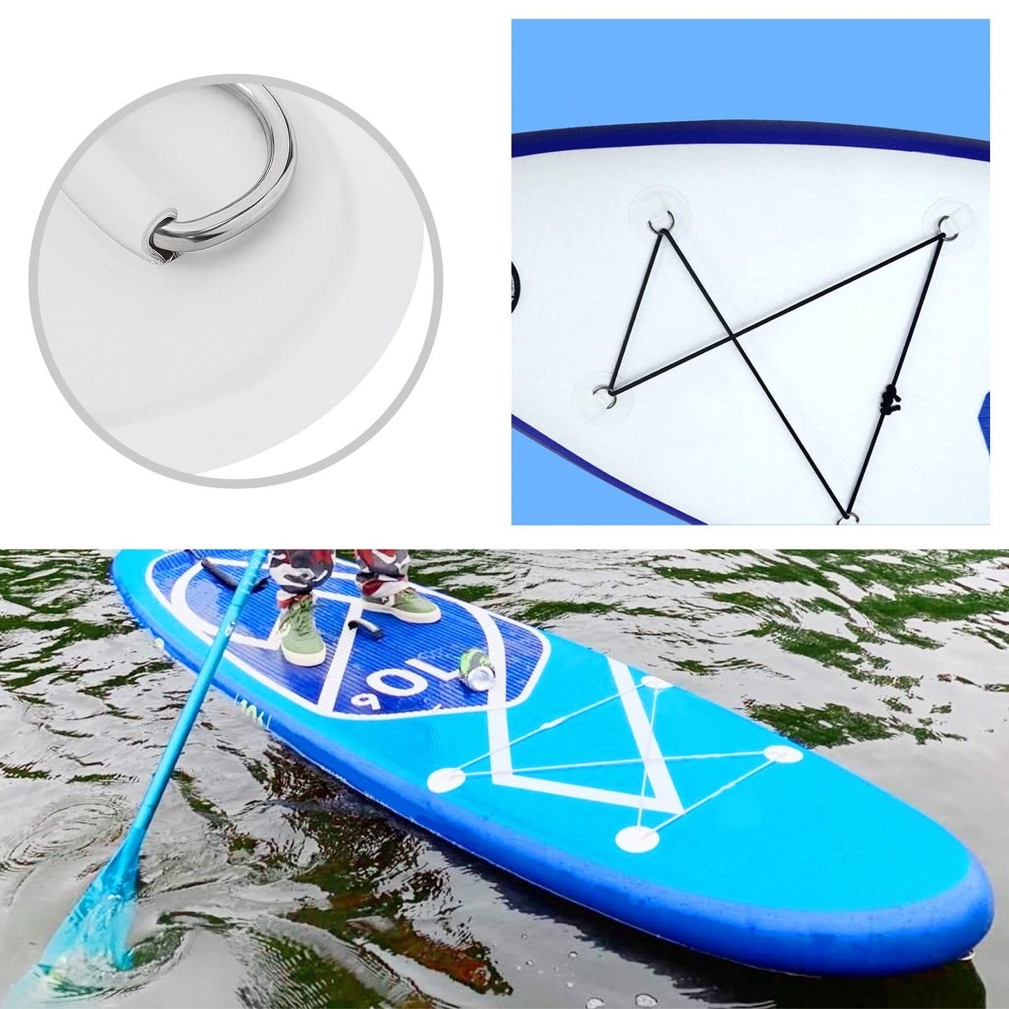 be in your mind 4pcs Anillo en D Parche Kayak Accesorios Tabla de Pádel para PVC Barco Inflable Canoa Raft Dinghy Kayak Tabla de Surf Sin Pegamento Incluido 4 Pulgadas, Blanco