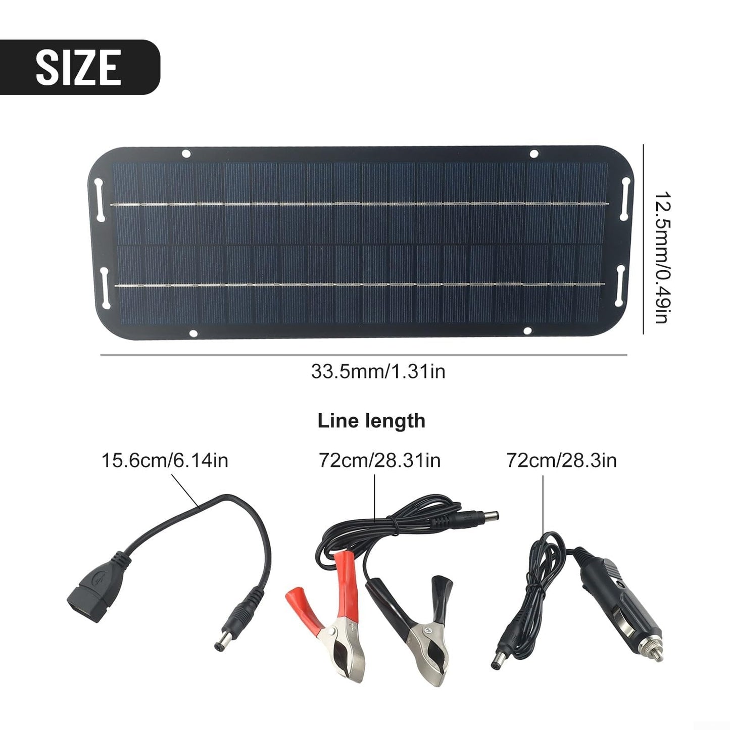 Emiif Panel solar, 60 W, 12 V, cargador de módulo solar de alto rendimiento, módulo monocristalino, cargador solar impermeable para caravana, coche, furgoneta, barco