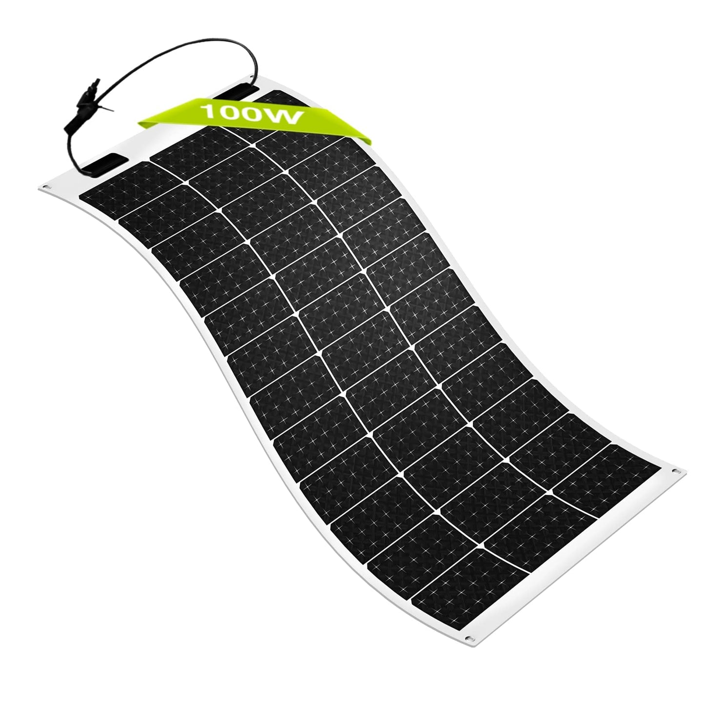 Newpowa Panel solar flexible de 100 W, paneles solares monocristalinos mejorados con mayor eficiencia, diseño ultraligero IP68 resistente al agua, perfecto para techos de la casa, barcos, recarga