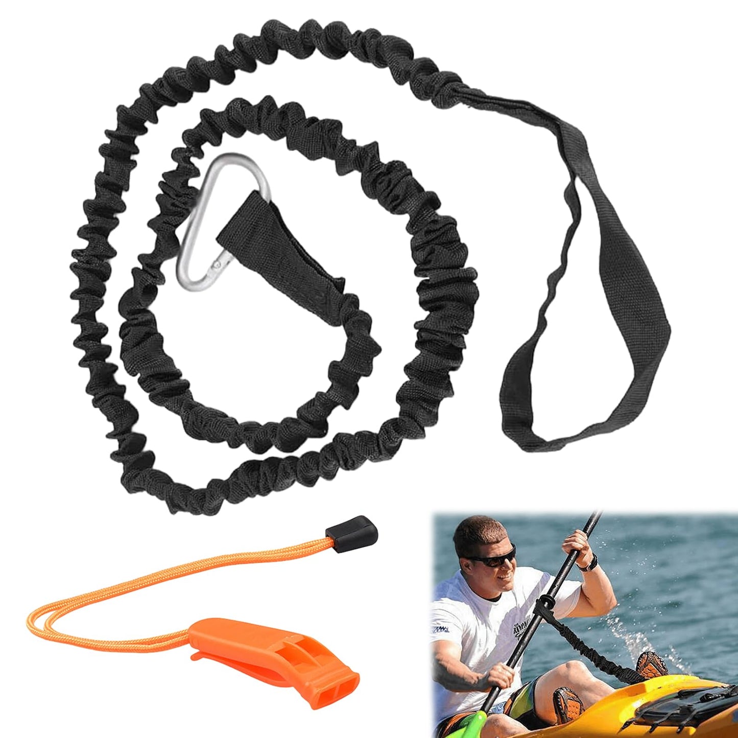 KARELLS Cuerda de Remo para Kayak, Kayak Paddle Correa Caña, Correa de Remo para Canoa y Kayak, Kayak Paddle Leash, 94-155 cm Correas Elástica, Remos de Canoa, Accesorio de Soporte Bastones de Pesca