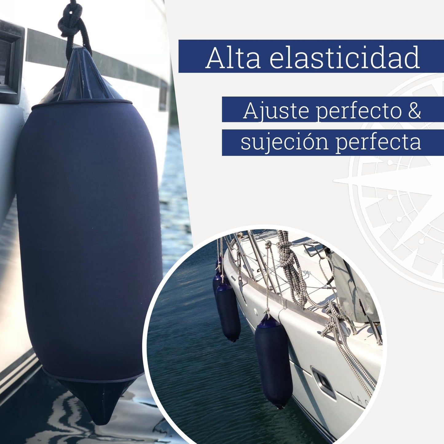 Diseño de defensas Funda de Defensa Defensa Barco largas (Ø 22-27cm en Azul Marino) - Calcetines de Defensa de 5m para Cortar Usted Mismo para Aproximadamente 5-6 defensas