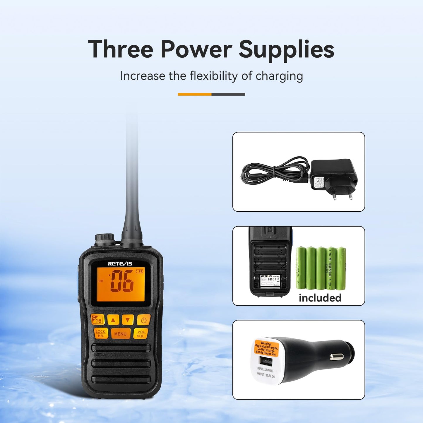 Retevis RM01 VHF Marino Portatil, IP67 Walkie Talkie Impermeable, Vibración Transceptor de Barco Flotante, Radio Marina con Auricular para Barcos, Kayak, Pesca (Negro, 1 Pieza)