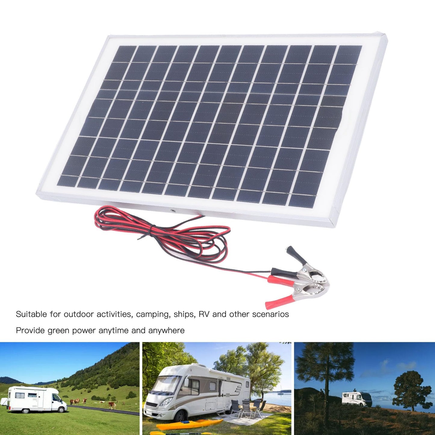 Kit de Panel Solar de 50W y 18V, con Controlador de Carga, Paneles solares portátiles para Exteriores, RV, Barco, Remolque, Camper