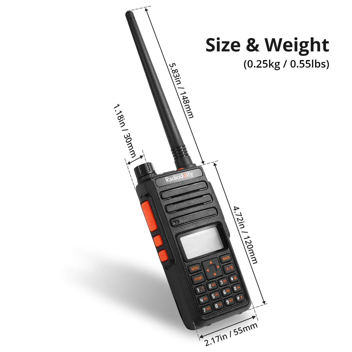 Radioddity GA-510 Walkie Talkie VHF UHF 10W Radio portátil Potencia de transmisión 10KM Alcance Radioaficionado 2m/70cm con Auricular, 2 2200mAh Pilas, Cable de programacióndos, Negro