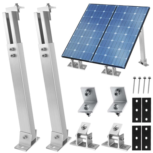 Soporte para Panel Solar,1 Pares de Soporte para Panel Solar de Suelo de Aluminio con áNgulo Ajustable de 15°-30°, Adecuado para Barcos, Autocaravanas, Sistemas de Techo Fuera de La Red