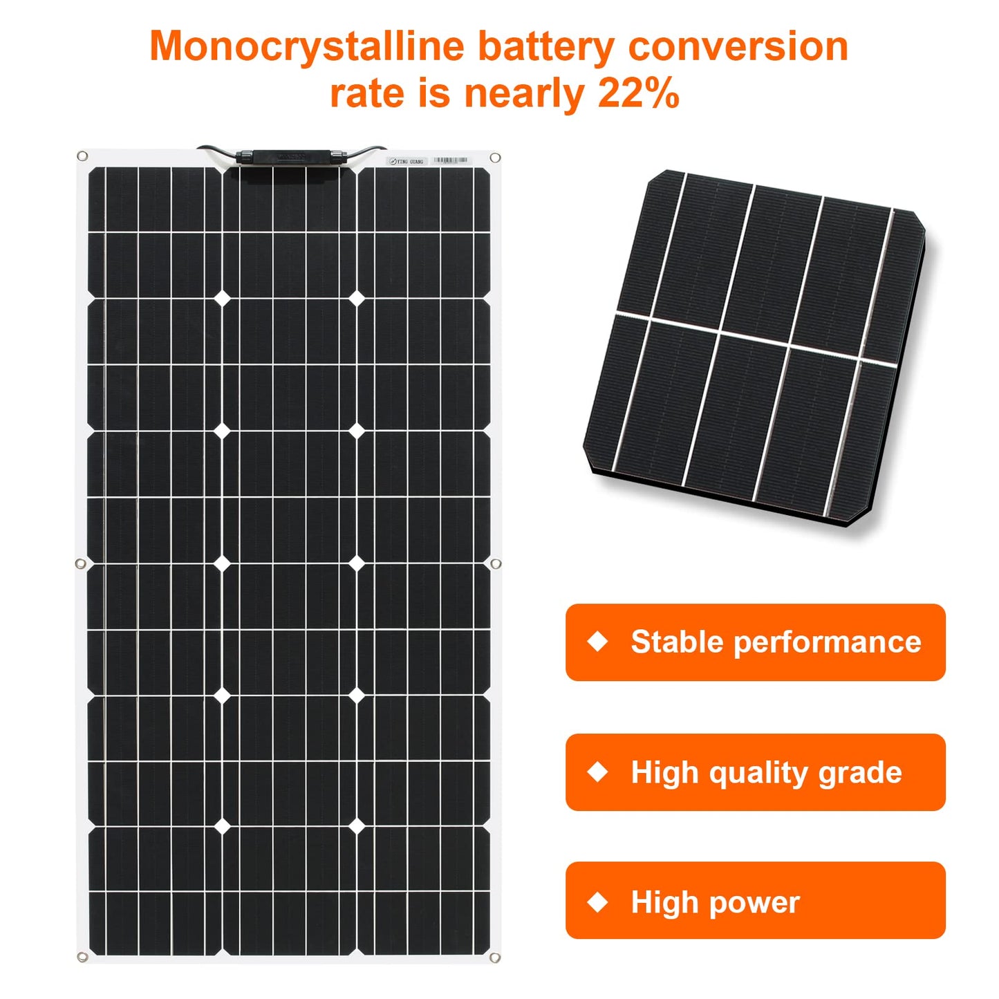 100W Flexible Solar Panel Kit Sistema 18V Monocristalino Fotovoltaico Módulo Solar Controlador 18V 10A, para cargar baterías de 12V: vehículos recreativos, caravanas, barcos, techos