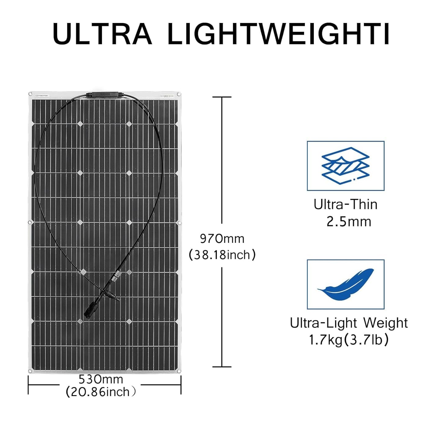 600W 12V Flexible Solares Panel Kit 6 * 100W Monocristalinos Solares Paneles 600W solares paneles Conjunto usado para techos, caravanas, barcos