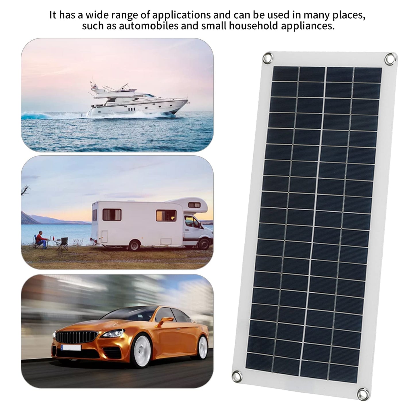 Aumotop Panel Solar Flexible 300W 12V 24V Módulo Monocristalino con Regulador de Carga Solar para Auto Caravana Barco Automóvil Casa