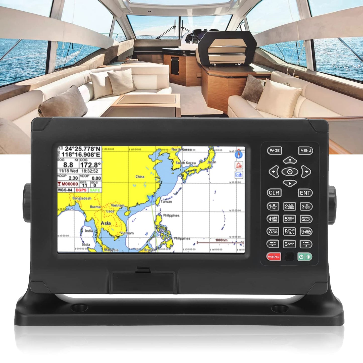 Chartplotter, ABS Fish Finder Chartplotter 8in Alta Precisión Fish Finder Chartplotter GPS BDS Impermeable Keyed Assist Chartplotter para Marino