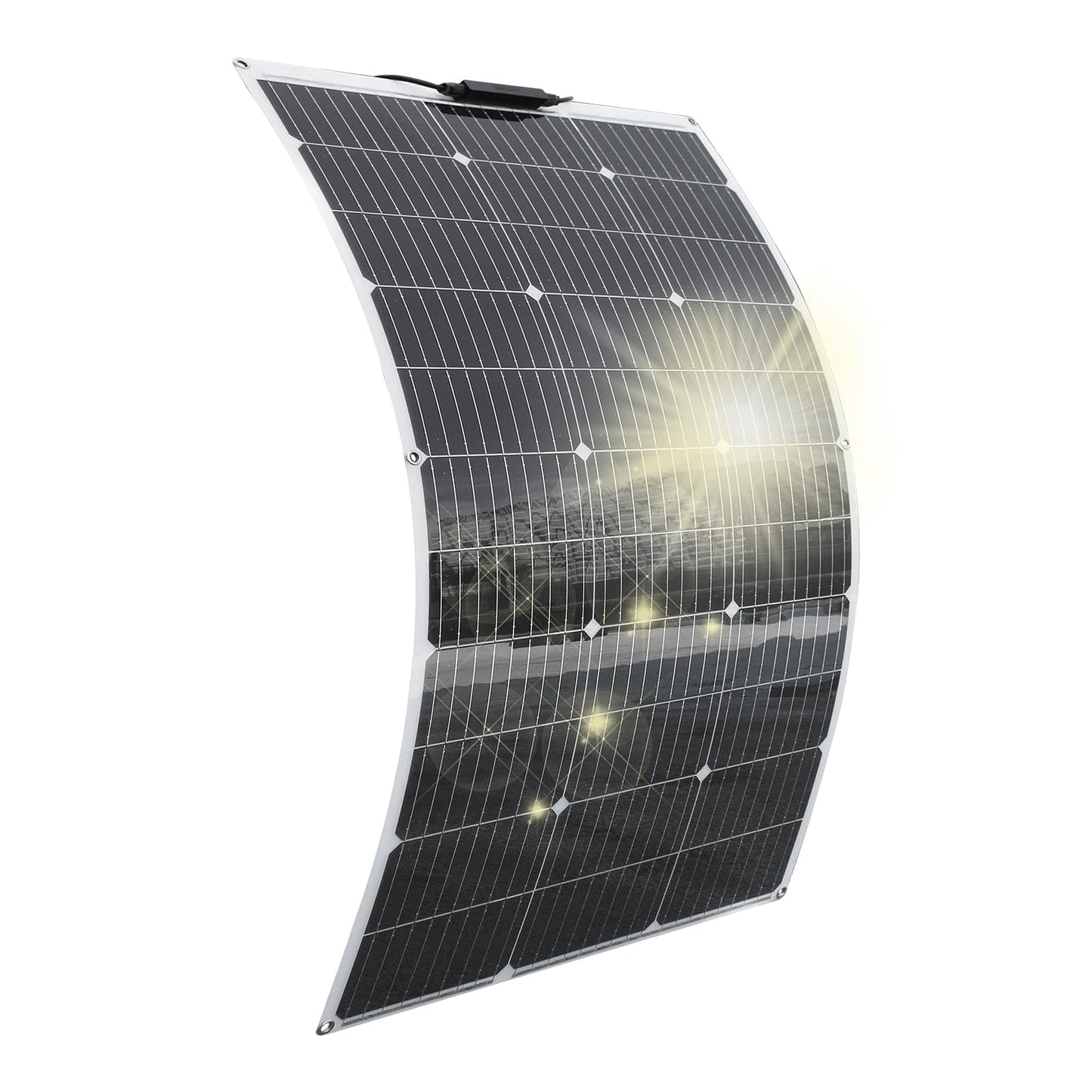 Aysolar Placa Solar Flexible 100W 12V Panel Solar Monocristalino Fotovoltaico Impermeable para Autocaravana Caravana Barcos Techos Casa Remolques Cargar 12V Bateria y Superficies Irregulares