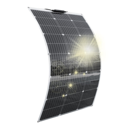 Aysolar Placa Solar Flexible 100W 12V Panel Solar Monocristalino Fotovoltaico Impermeable para Autocaravana Caravana Barcos Techos Casa Remolques Cargar 12V Bateria y Superficies Irregulares