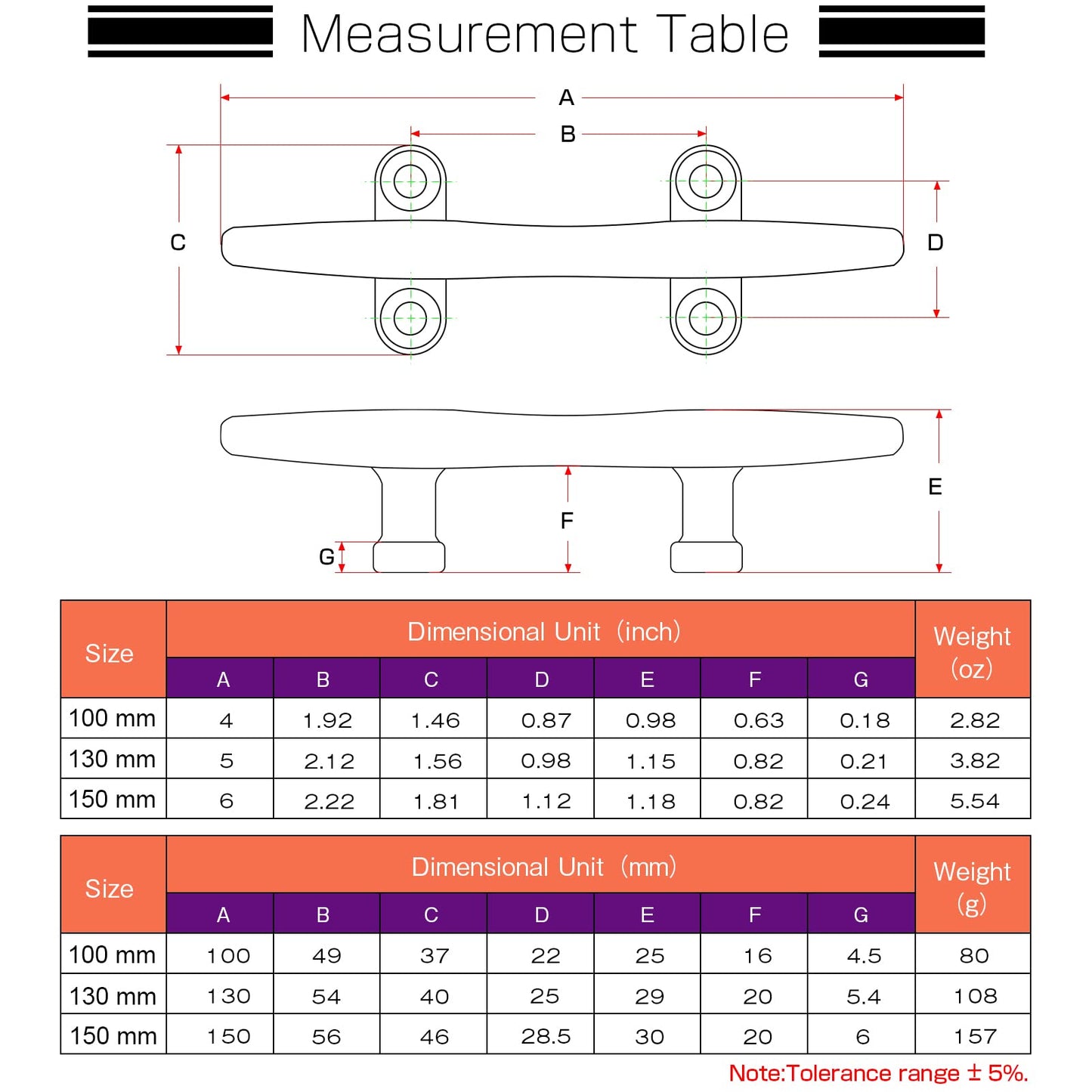 9Tong Cuerda Pesada Cornamusa Inoxidable Taco de Barco Marina Base Abierta Tacos de Barco Acero Inoxidable Grapa de Muelle de Hardware Kayak de Amarre SUS316 100mm 2pcs