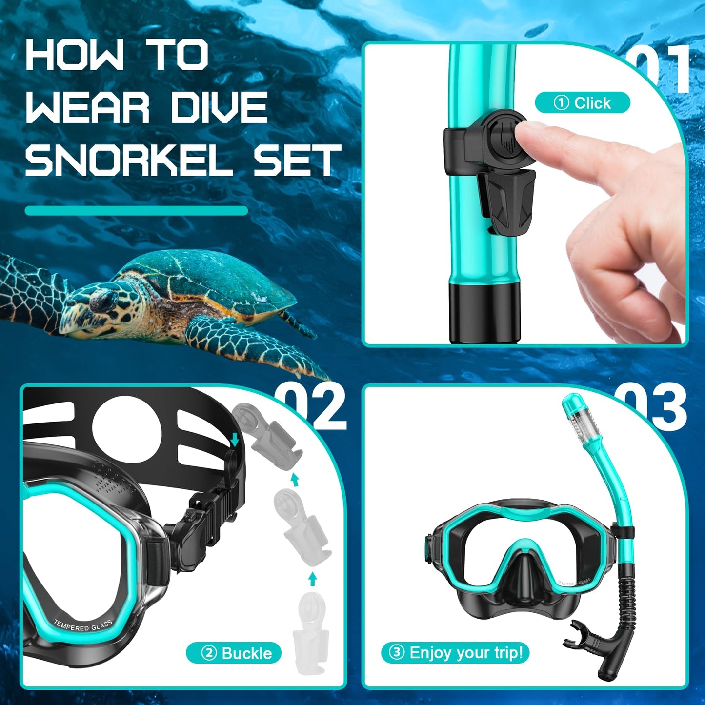 iParaAiluRy Snorkel Gafas Buceo Adulto Mascara Snorkel con Máscara Antivaho, Gafas de Buceo Adulto para Snorkel Natación y Buceo