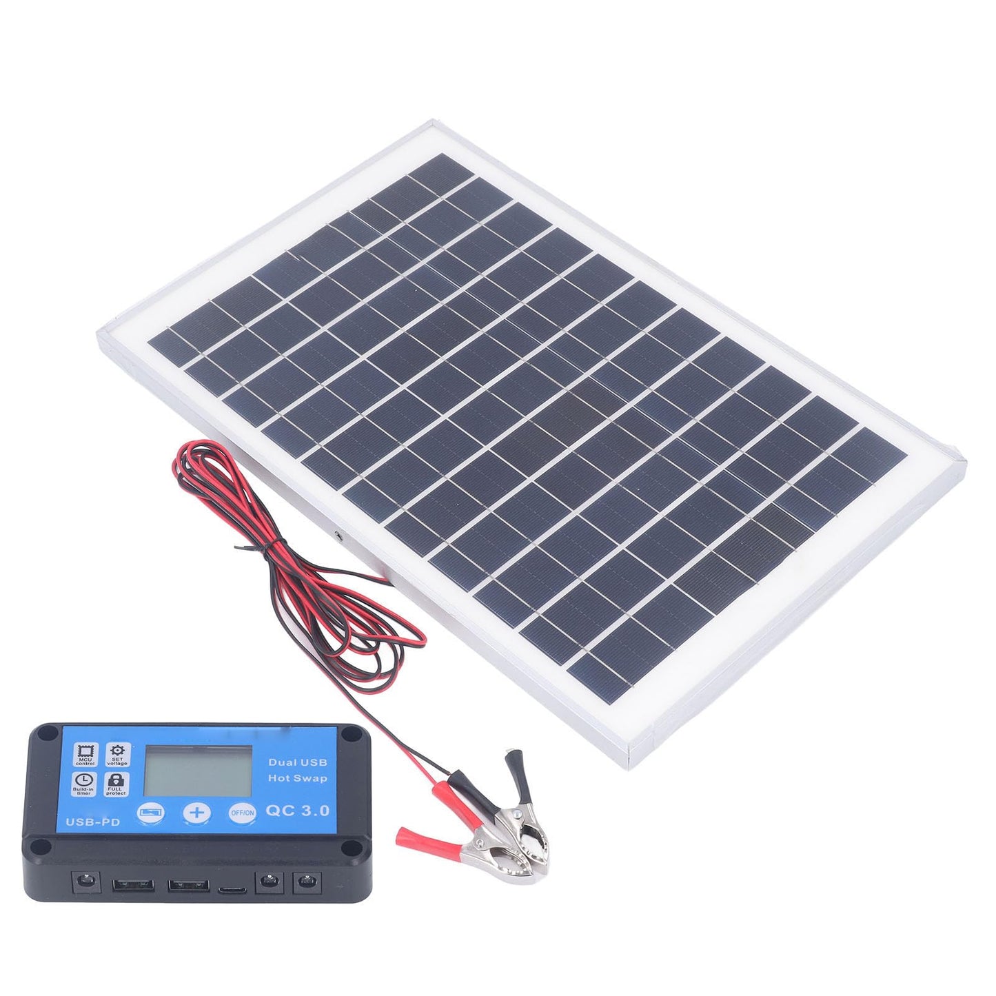 Kit de Panel Solar de 50W y 18V, con Controlador de Carga, Paneles solares portátiles para Exteriores, RV, Barco, Remolque, Camper