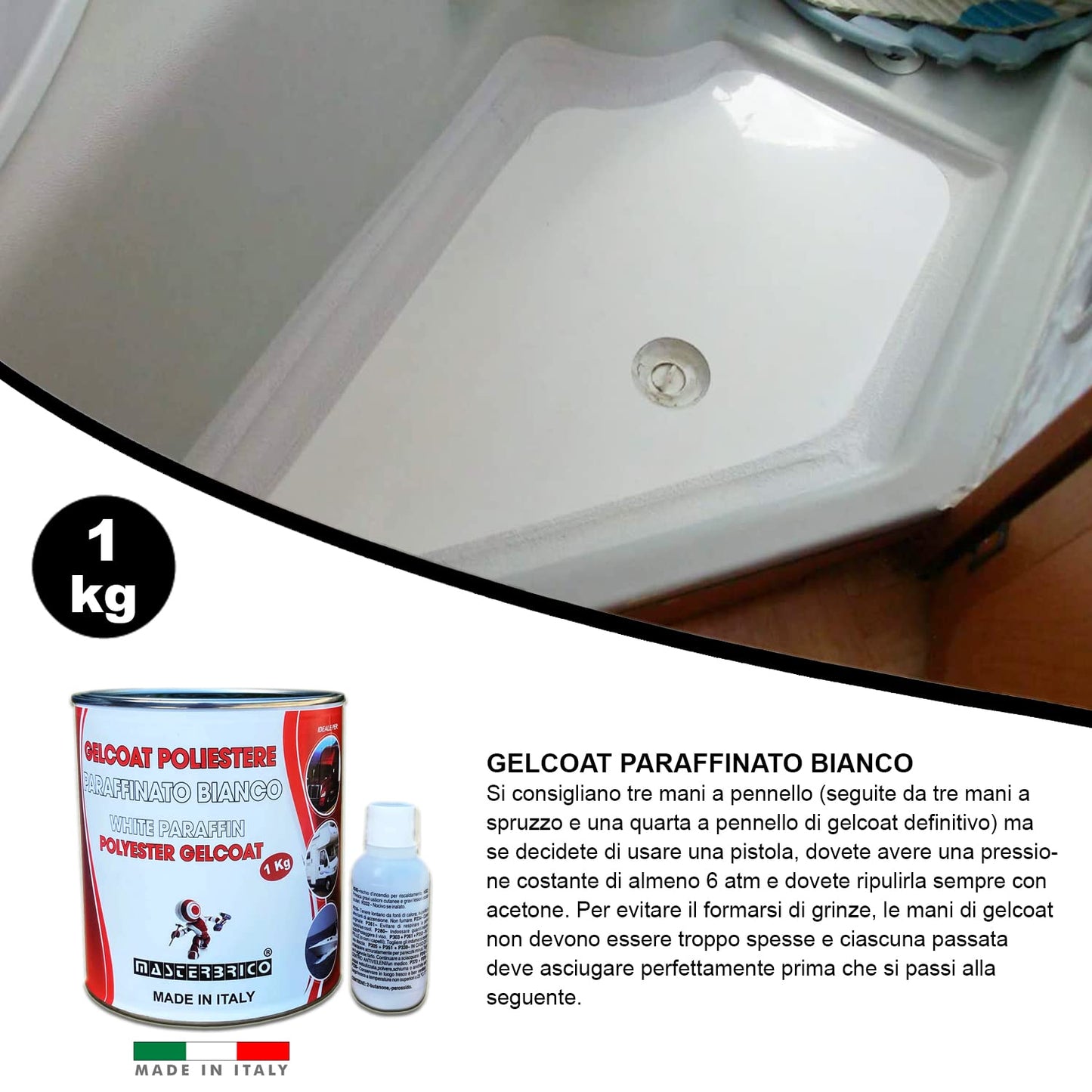 Gelcoat parafinado blanco para fibra de vidrio barcos náuticos moldes caravana kg 1 con catalizador